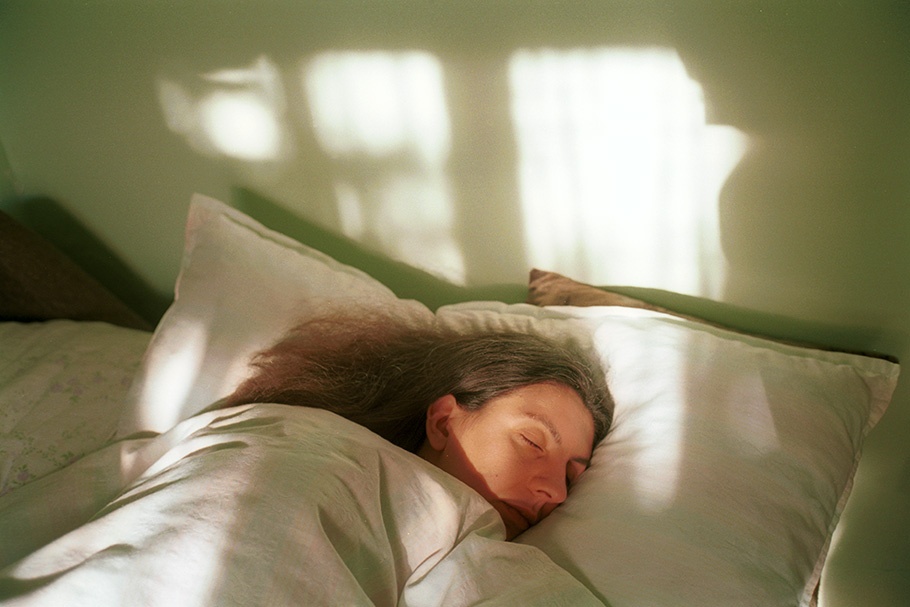 A woman sleeping.