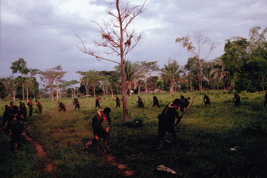 Guerrillas training in a clearing.