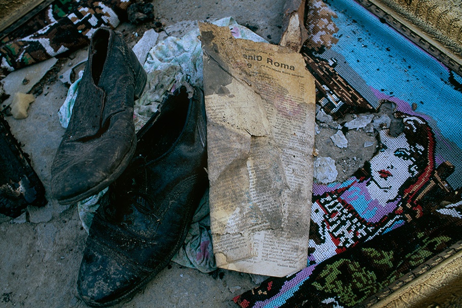 Shoes and other debris.