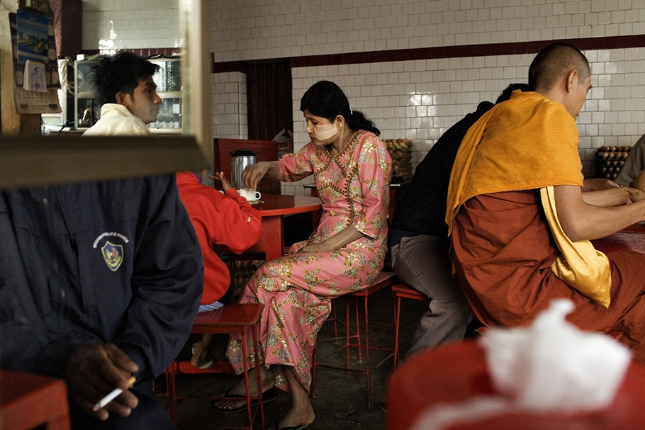 People inside a teahouse. 