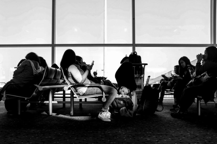 People sitting in an airport.