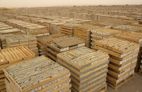 A view of many wooden crates.